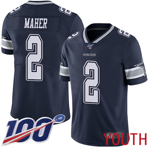 Youth Dallas Cowboys Limited Navy Blue Brett Maher Home #2 100th Season Vapor Untouchable NFL Jersey